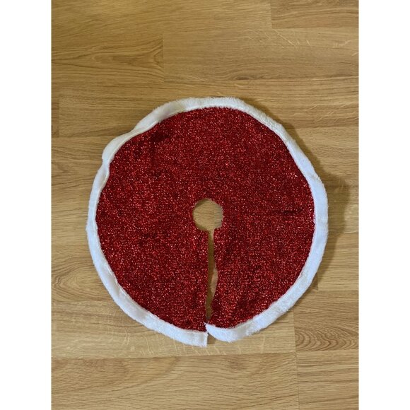 10 For $5 17" Christmas Skirt Metallic Red White Faux Fur Trim Holiday Decor - Picture 1 of 4